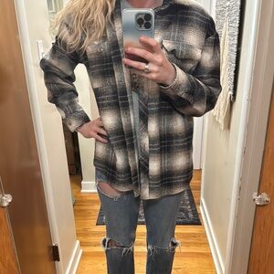 Kittenish Black and White Oversized shacket